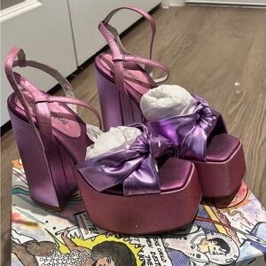 Pleaser Shiny Pink Platform Sandals